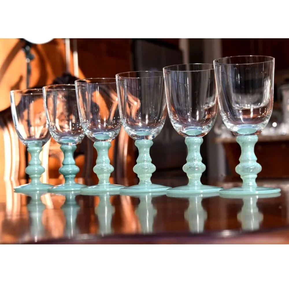 Set of 6 Villeroy & Boch Isabelle Green (Dark Jade) Claret Wine Glasses